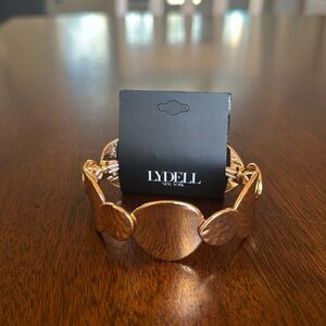 Lydell New York Gold Tone Metal‎ Fashion Bracelet Stretch Hammered Polish New WT